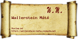 Wallerstein Máté névjegykártya
